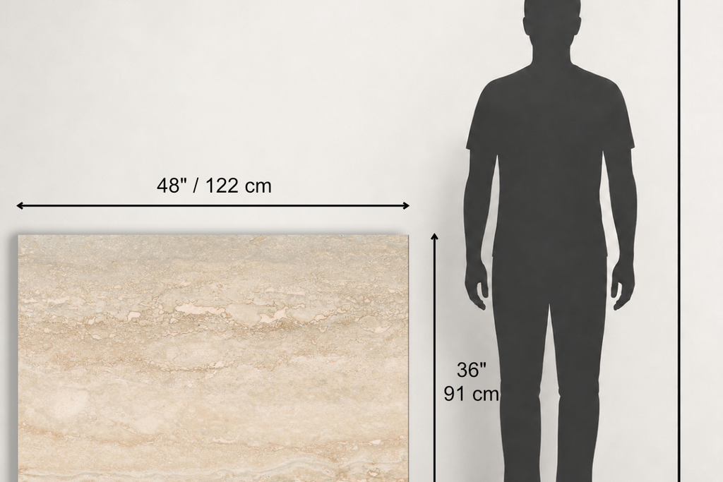 TILE BEIGE LEATHER TRAVERTINE 36" x 48" x 3/4 VEIN CUT