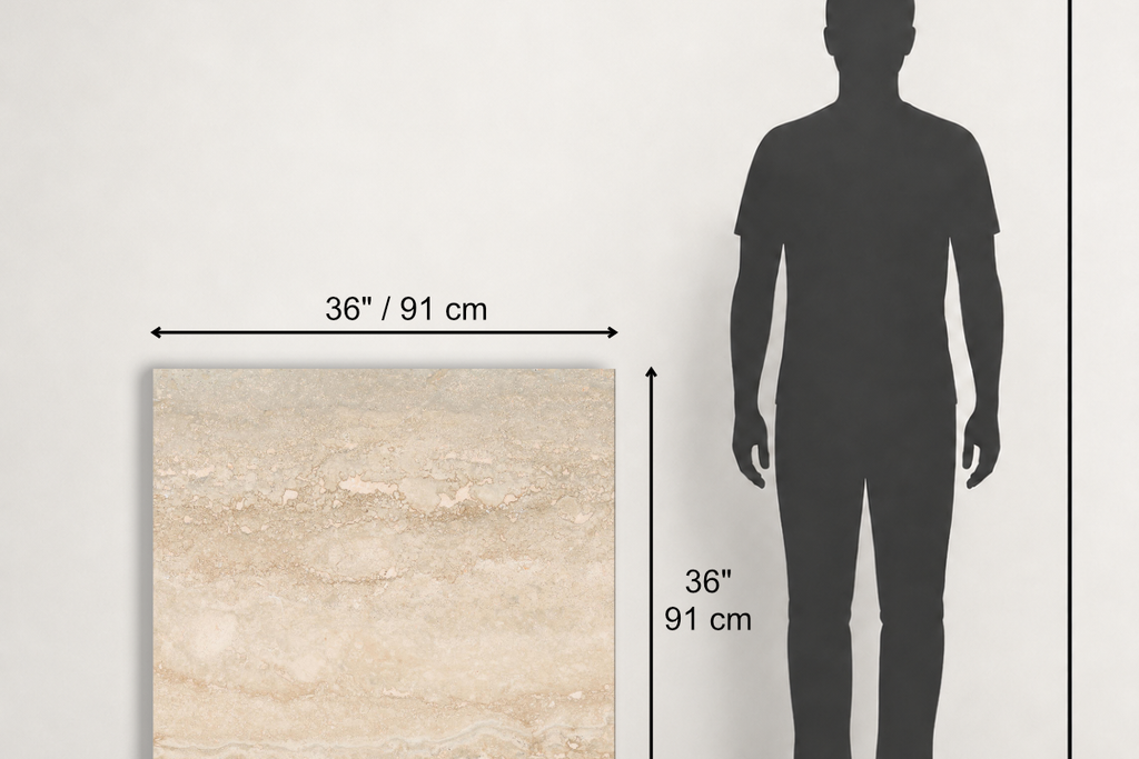 TILE BEIGE LEATHER TRAVERTINE 36" x 36" x 3/4 VEIN CUT