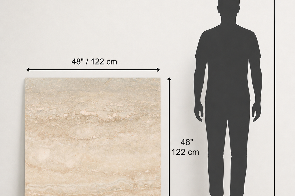 TILE BEIGE LEATHER TRAVERTINE 48" x 48" x 3/4 VEIN CUT