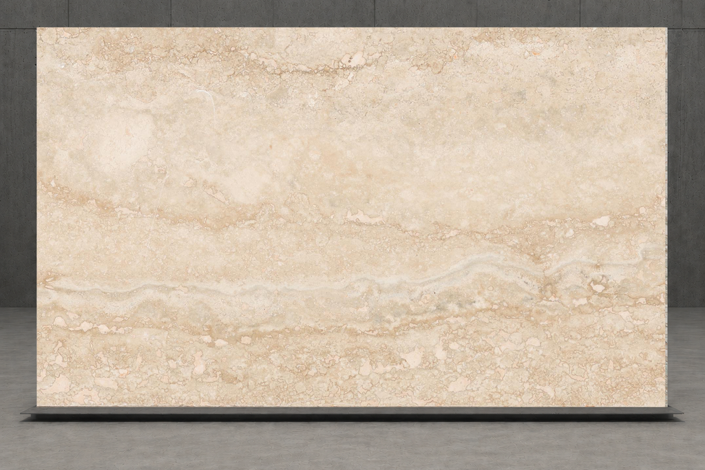 SLAB BEIGE LEATHER TRAVERTINE 71" x 100" x 3/4" VEIN CUT