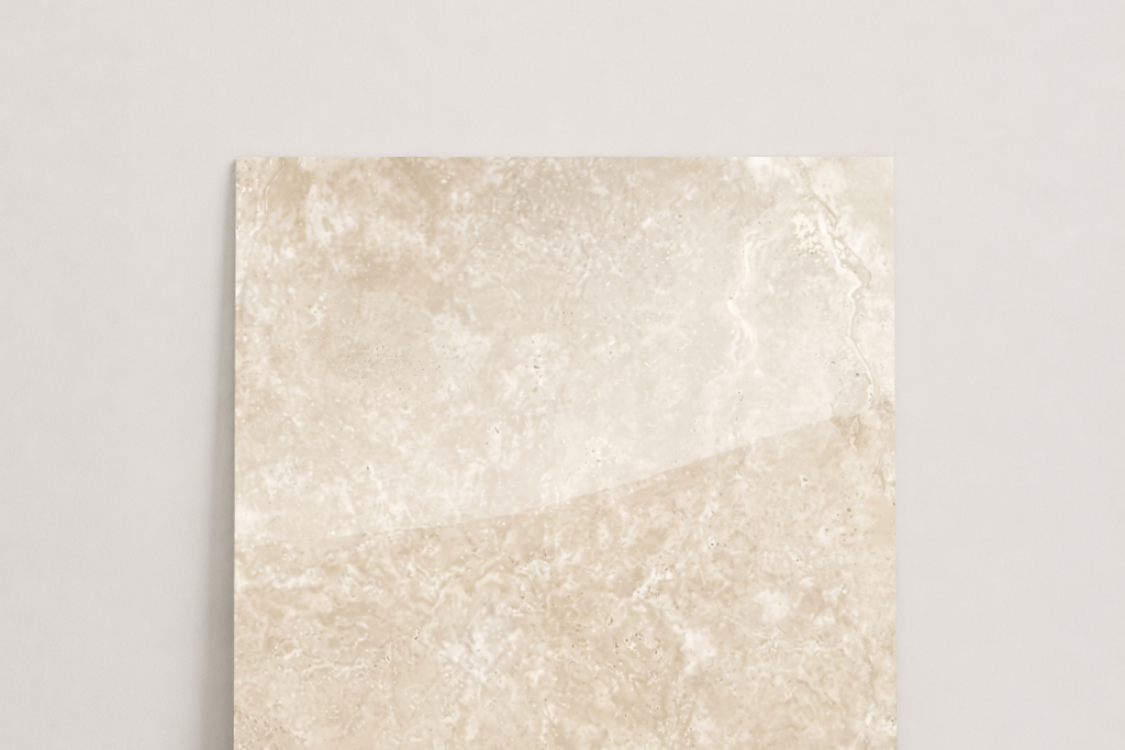 TILE BEIGE POLISHED TRAVERTINE 18" x 18" x 3/4 CROSS CUT
