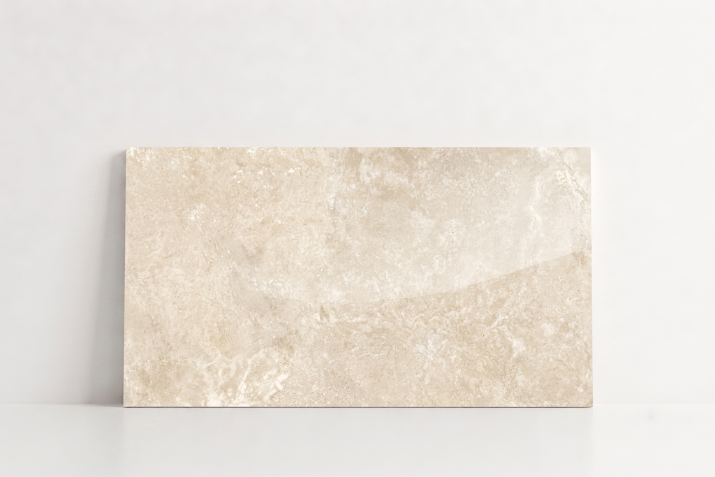 TILE BEIGE POLISHED TRAVERTINE 24" x 48" x 3/4 CROSS CUT
