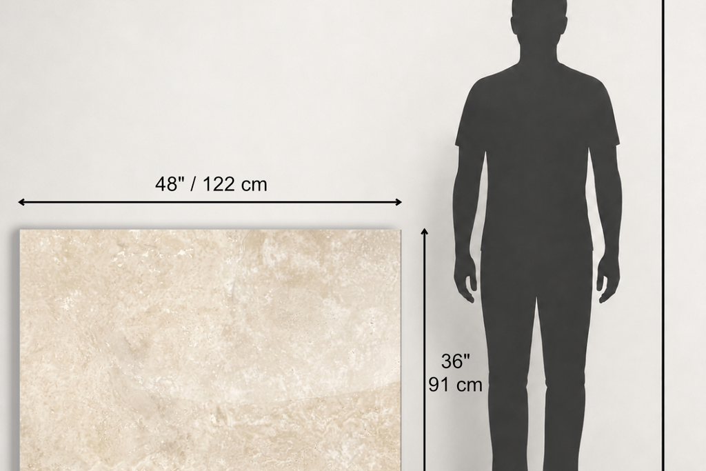 TILE BEIGE POLISHED TRAVERTINE 36" x 48" x 3/4 CROSS CUT
