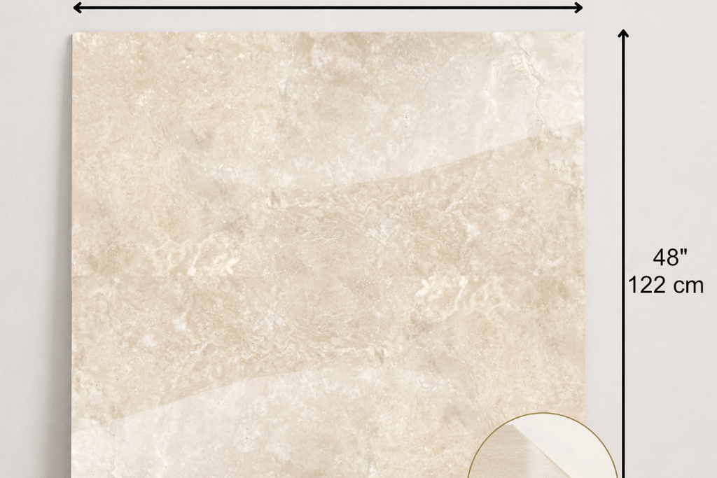 TILE BEIGE POLISHED TRAVERTINE 48" x 48" x 3/4 CROSS CUT