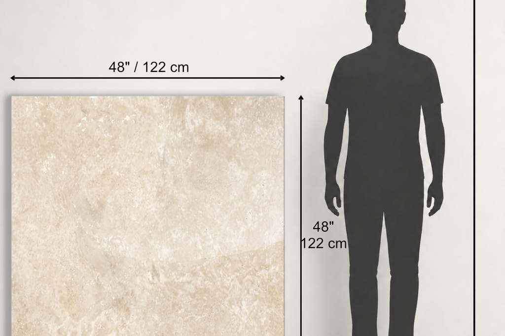 TILE BEIGE POLISHED TRAVERTINE 48" x 48" x 3/4 CROSS CUT