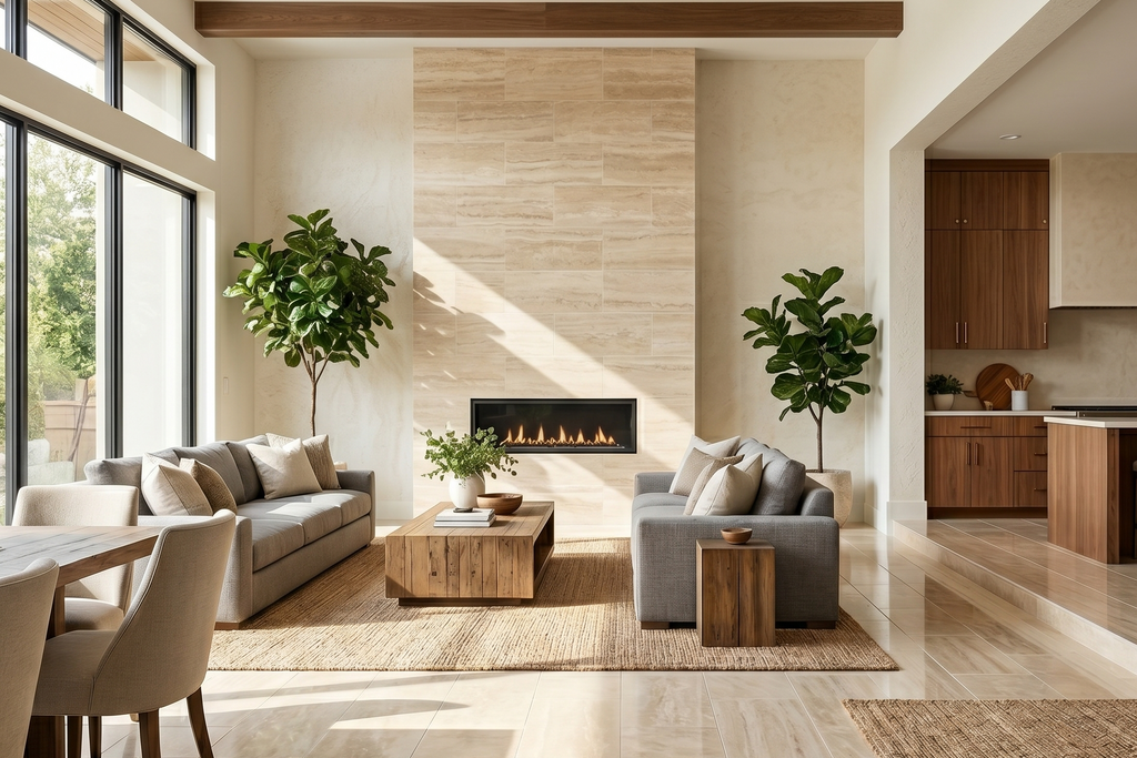 TILE BEIGE POLISHED TRAVERTINE 18" x 36" x 3/4 VEIN CUT