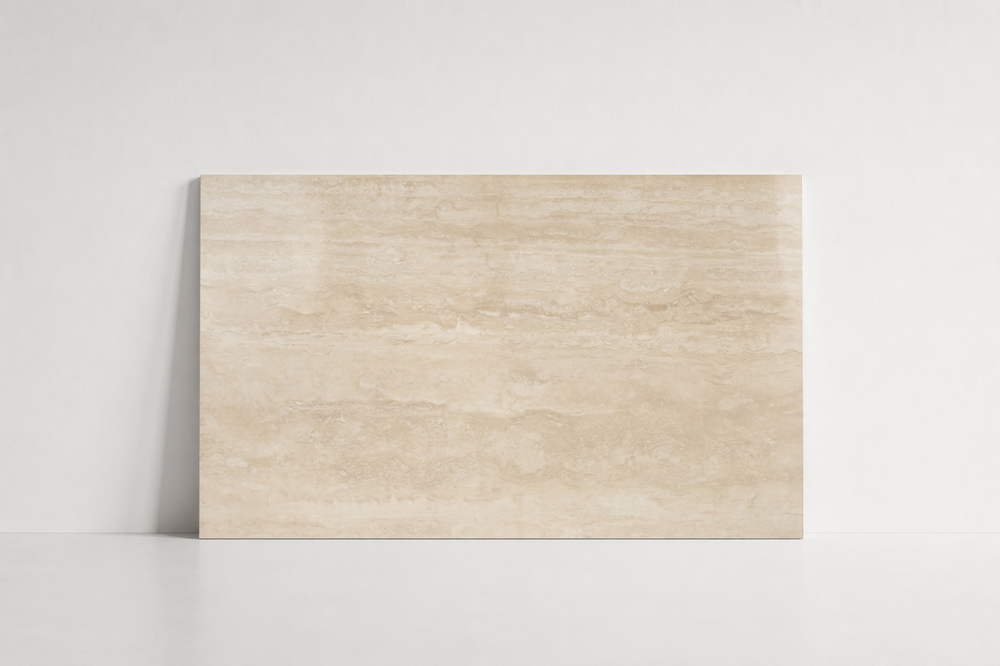 TILE BEIGE POLISHED TRAVERTINE 24" x 36" x 3/4 VEIN CUT
