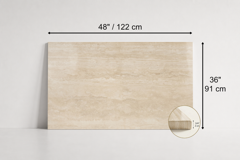 TILE BEIGE POLISHED TRAVERTINE 36" x 48" x 3/4 VEIN CUT