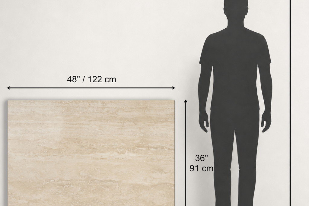 TILE BEIGE POLISHED TRAVERTINE 36" x 48" x 3/4 VEIN CUT