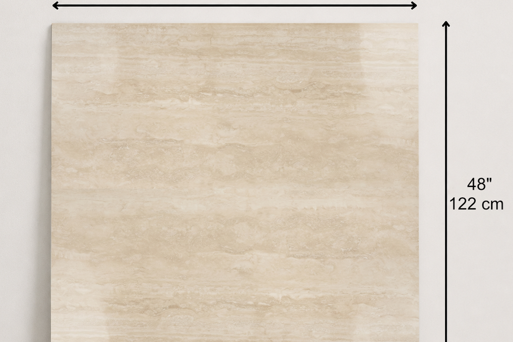 TILE BEIGE POLISHED TRAVERTINE 48" x 48" x 3/4 VEIN CUT