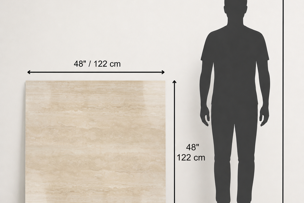 TILE BEIGE POLISHED TRAVERTINE 48" x 48" x 3/4 VEIN CUT