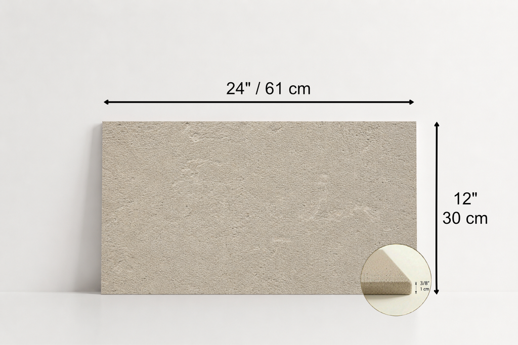 TILE BEIGE SANDBLASTED TRAVERTINE 12" x 24" x 3/8 CROSS CUT