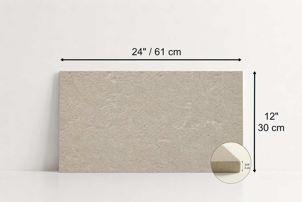 TILE BEIGE SANDBLASTED TRAVERTINE 12" x 24" x 3/4 CROSS CUT