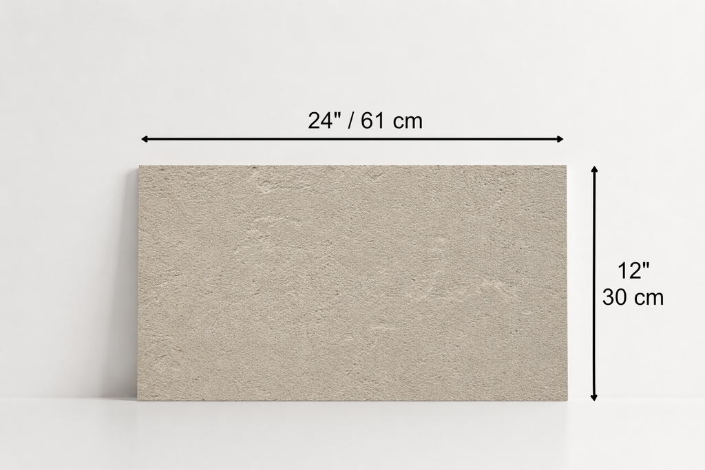 PAVER BEIGE SANDBLASTED TRAVERTINE 12" X 24" X 1 1/4" CROSS CUT