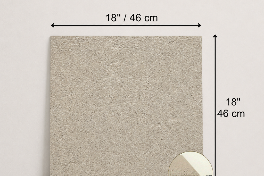 TILE BEIGE SANDBLASTED TRAVERTINE 18" x 18" x 3/8 CROSS CUT