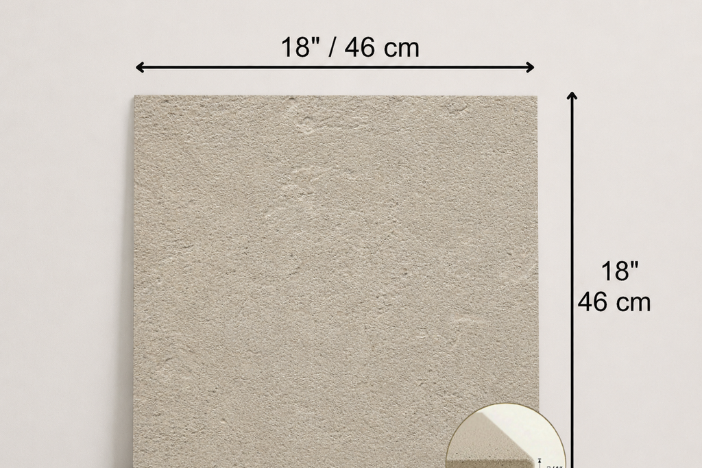 TILE BEIGE SANDBLASTED TRAVERTINE 18" x 18" x 3/4 CROSS CUT