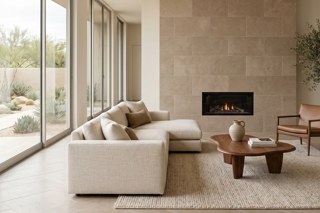 TILE BEIGE SANDBLASTED TRAVERTINE 18" x 36" x 3/4 CROSS CUT