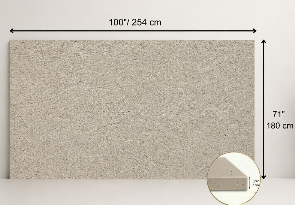 SLAB BEIGE SANDBLASTED TRAVERTINE 71" x 100" x 3/4" CROSS CUT
