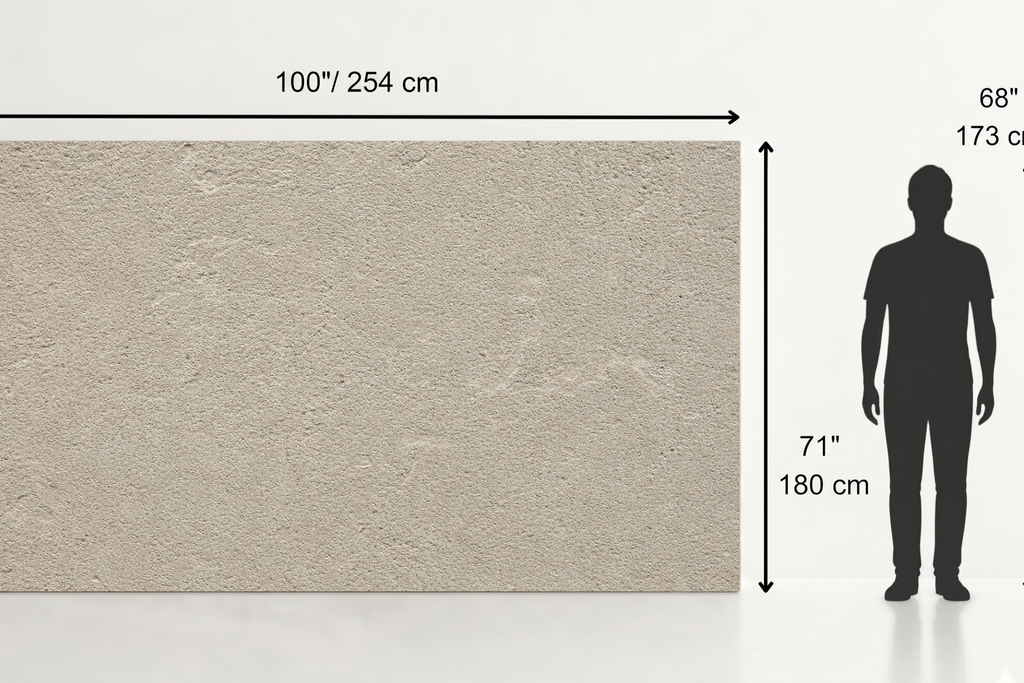 SLAB BEIGE SANDBLASTED TRAVERTINE 71" x 100" x 3/4" CROSS CUT