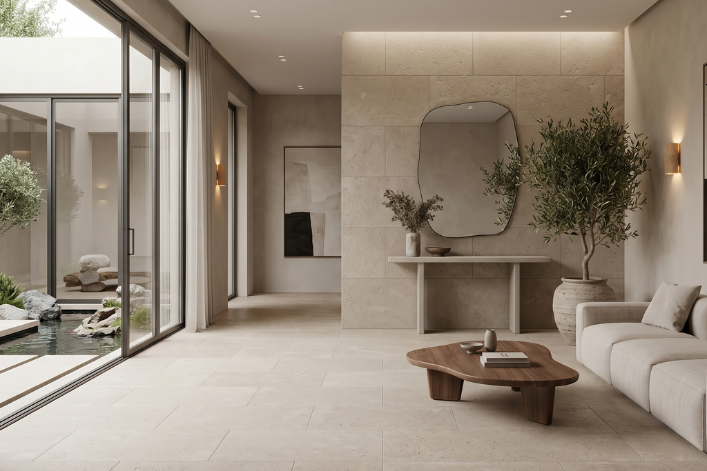 TILE BEIGE SANDBLASTED TRAVERTINE 24" x 36" x 3/4 CROSS CUT