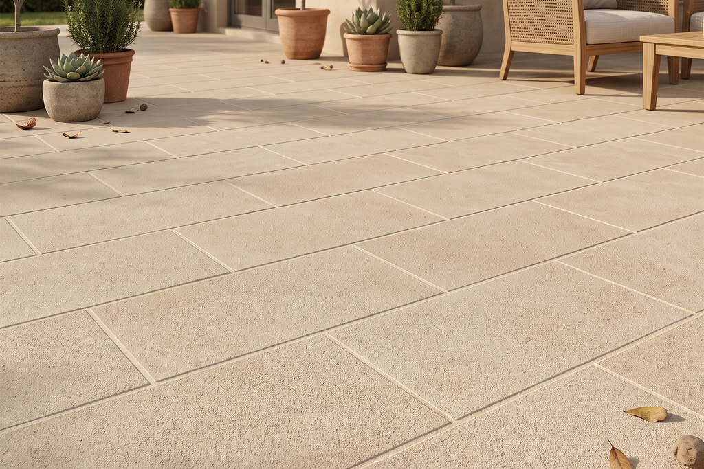 PAVERS BEIGE SANDBLASTED TRAVERTINE 12" X 24" X 1 1/4" CROSS CUT