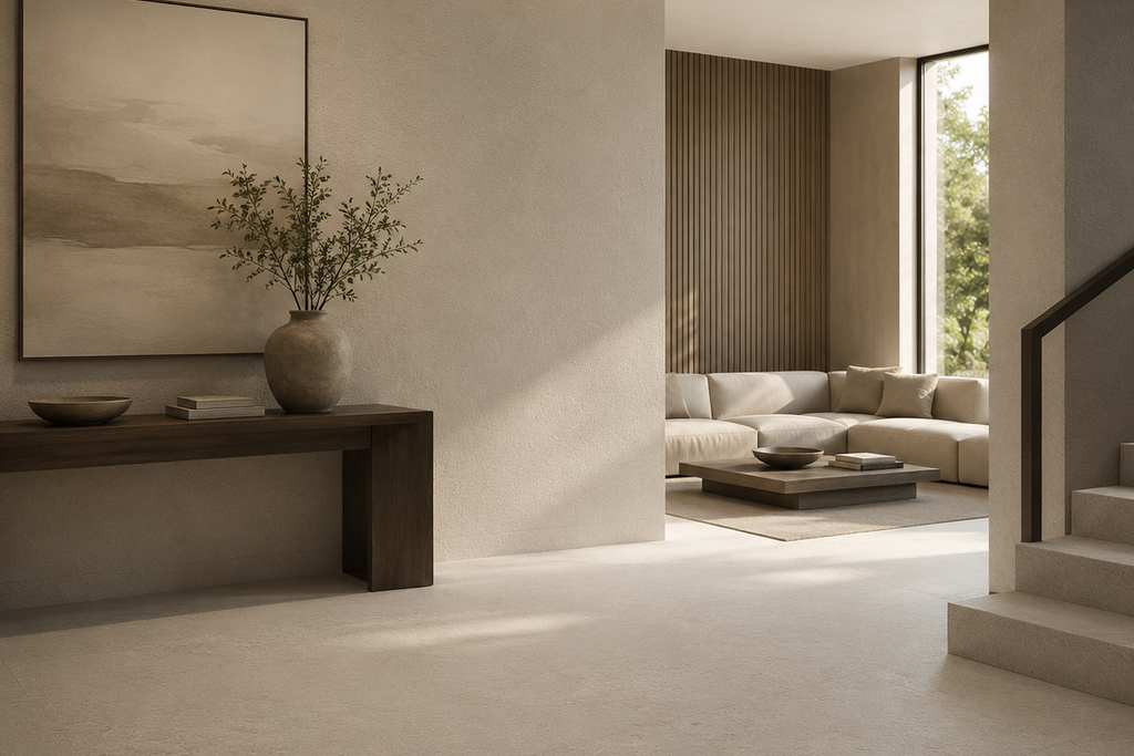 SLAB BEIGE SANDBLASTED TRAVERTINE 71" x 100" x 3/4" CROSS CUT