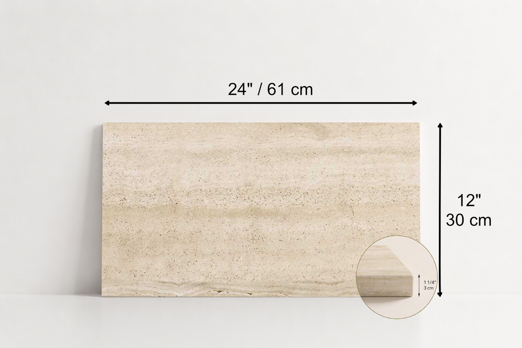 PAVER BEIGE SANDBLASTED TRAVERTINE 12" X 24" X 1 1/4" VEIN CUT