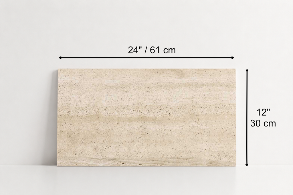 PAVER BEIGE SANDBLASTED TRAVERTINE 12" X 24" X 1 1/4" VEIN CUT