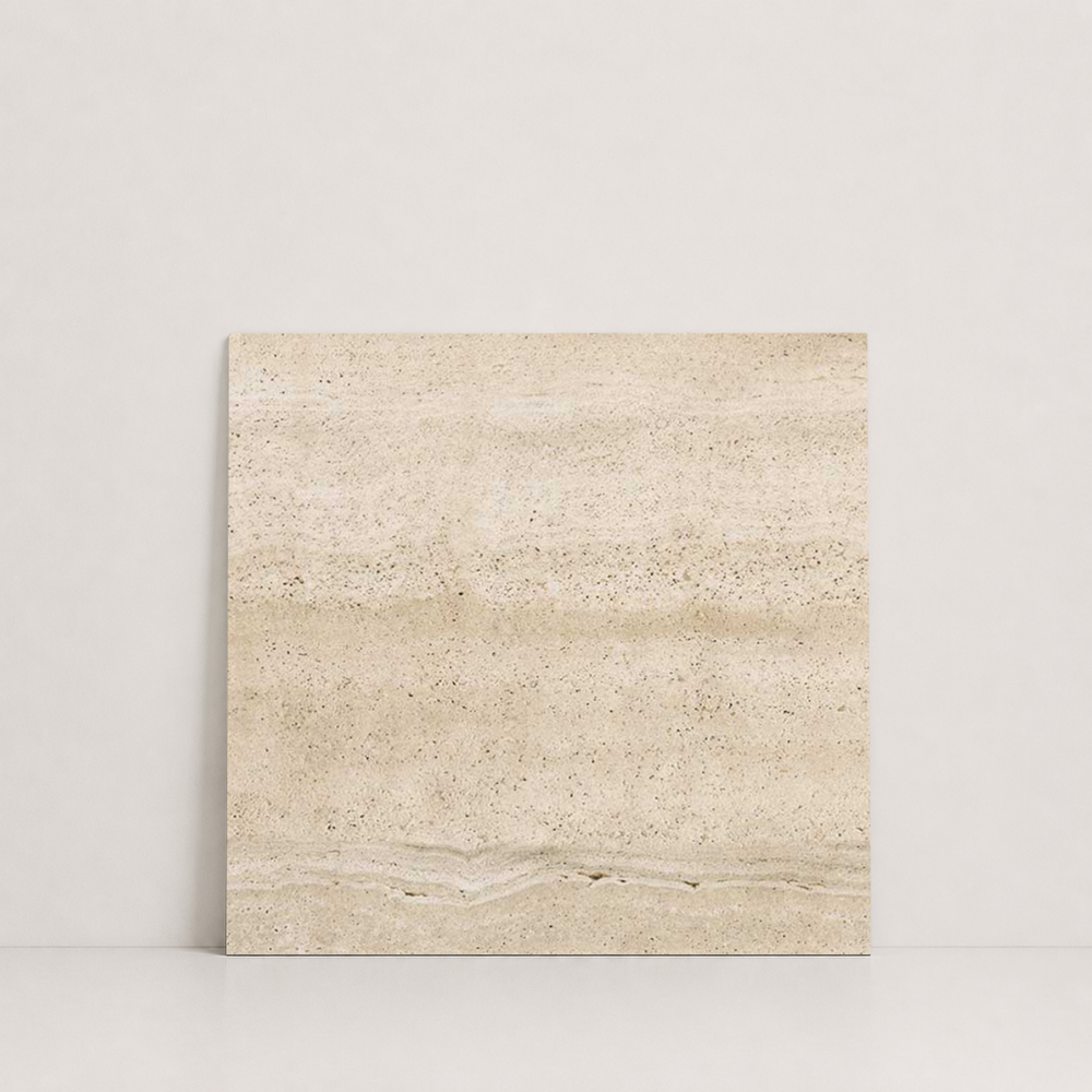 TILE BEIGE SANDBLASTED TRAVERTINE 18" x 18" x 3/4 VEIN CUT