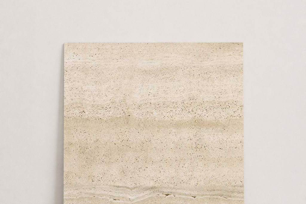 TILE BEIGE SANDBLASTED TRAVERTINE 18" x 18" x 3/4 VEIN CUT