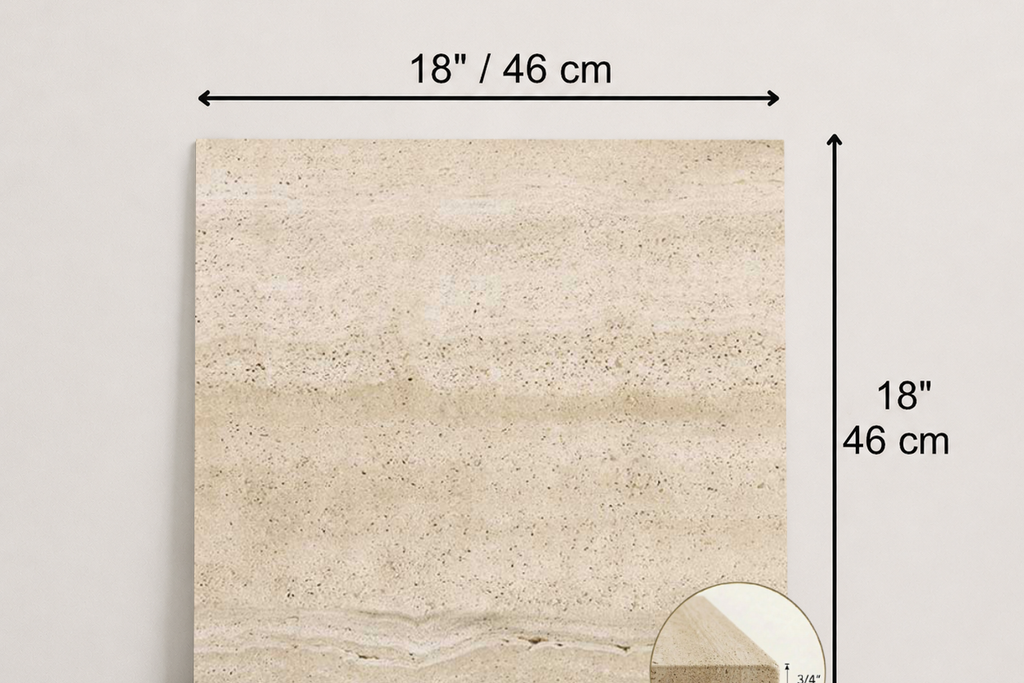 TILE BEIGE SANDBLASTED TRAVERTINE 18" x 18" x 3/4 VEIN CUT