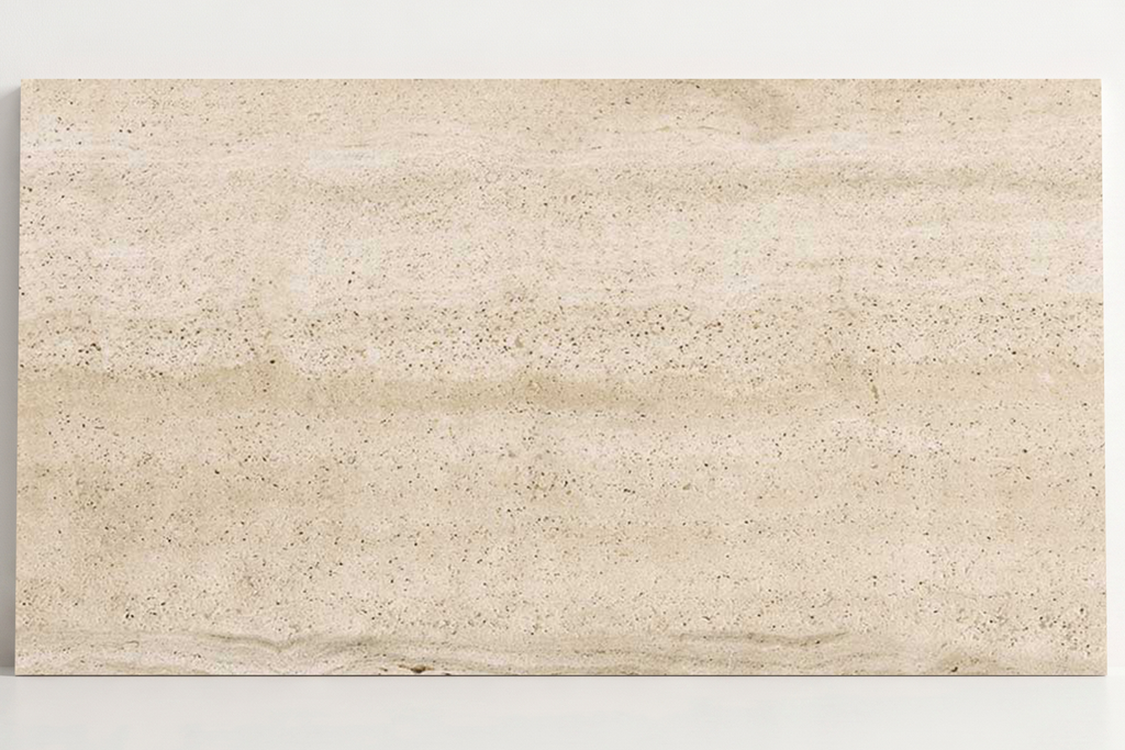 TILE BEIGE SANDBLASTED TRAVERTINE 18" x 36" x 3/4 VEIN CUT