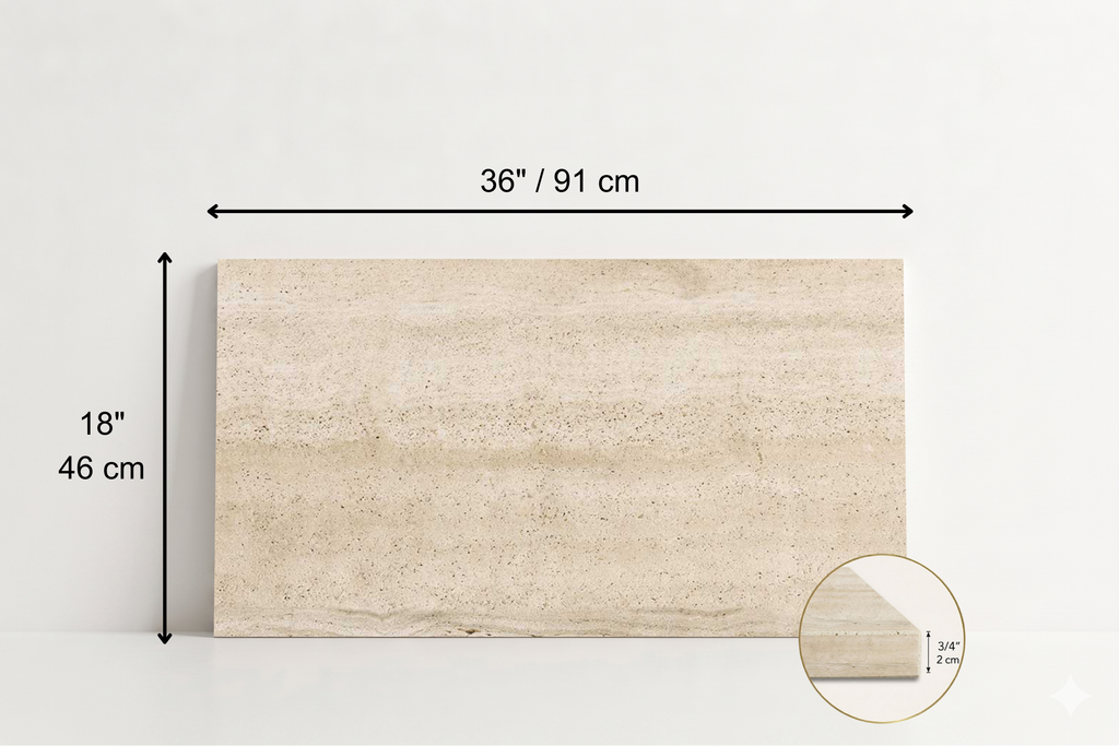 TILE BEIGE SANDBLASTED TRAVERTINE 18" x 36" x 3/4 VEIN CUT