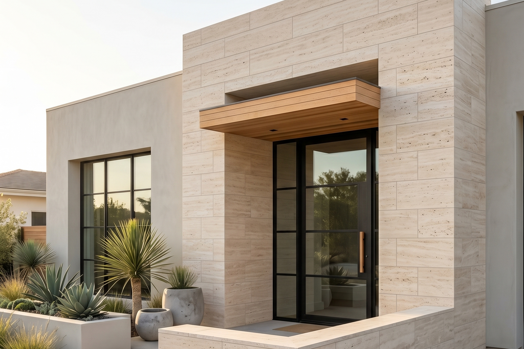 TILE BEIGE SANDBLASTED TRAVERTINE 18" x 36" x 3/4 VEIN CUT