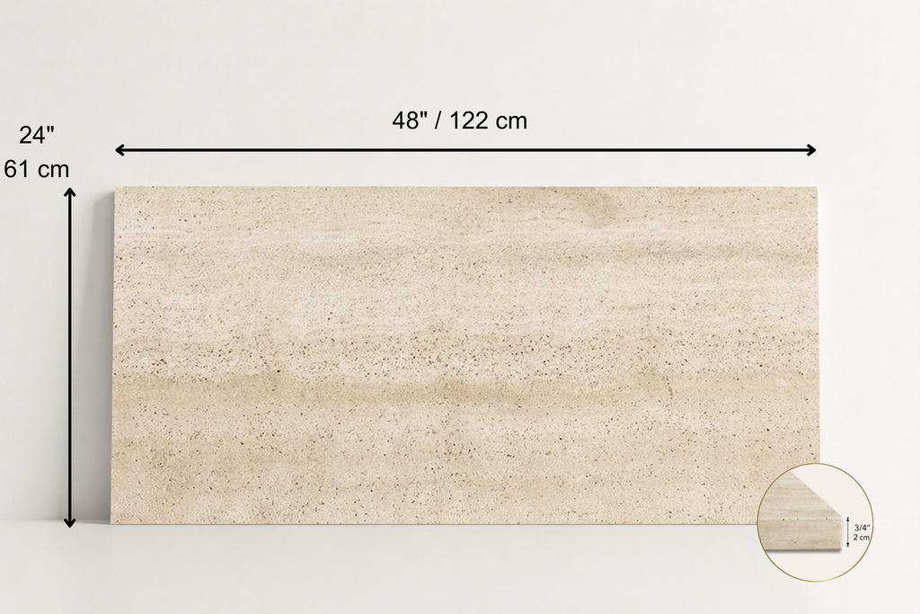 TILE BEIGE SANDBLASTED TRAVERTINE 24" x 48" x 3/4 VEIN CUT