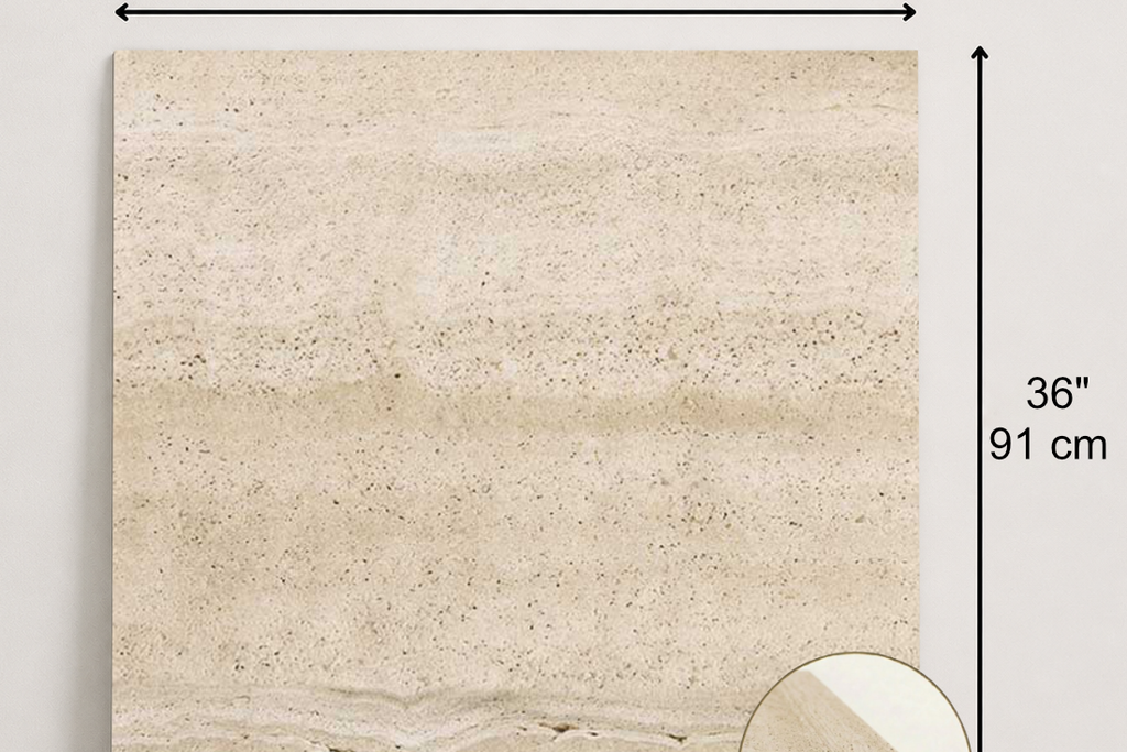 TILE BEIGE SANDBLASTED TRAVERTINE 36" x 36" x 3/4 VEIN CUT