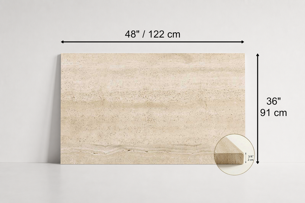 TILE BEIGE SANDBLASTED TRAVERTINE 36" x 48" x 3/4 VEIN CUT