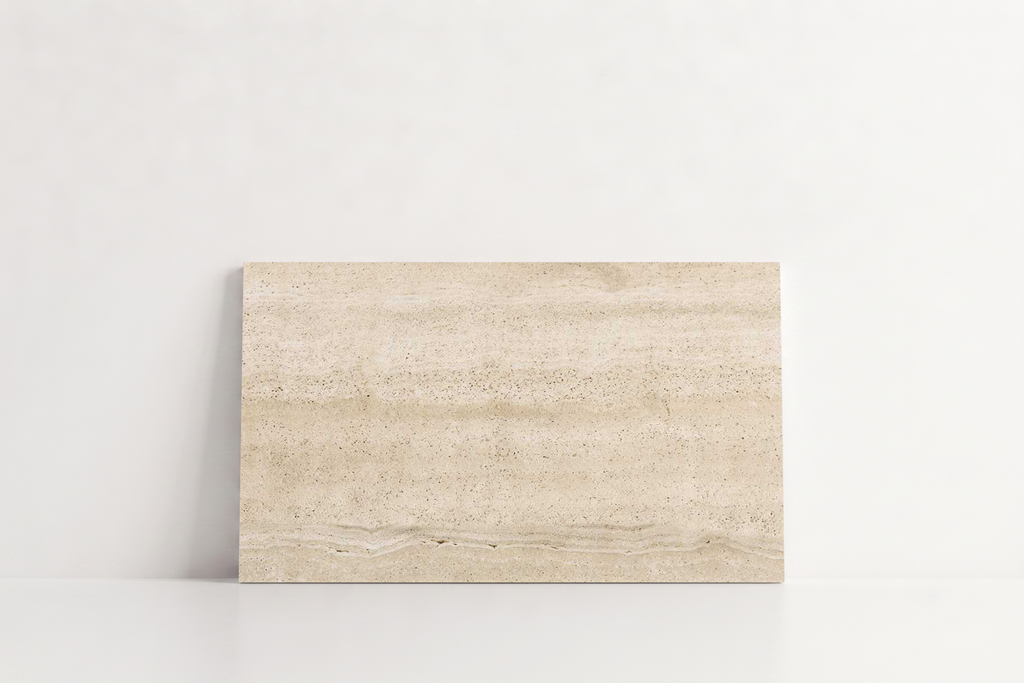 PAVERS BEIGE SANDBLASTED TRAVERTINE 6" X 12" X 1 1/4" VEIN CUT