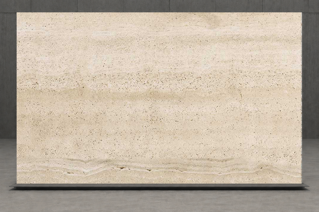 SLAB BEIGE SANDBLASTED TRAVERTINE 71" x 100" x 3/4" VEIN CUT