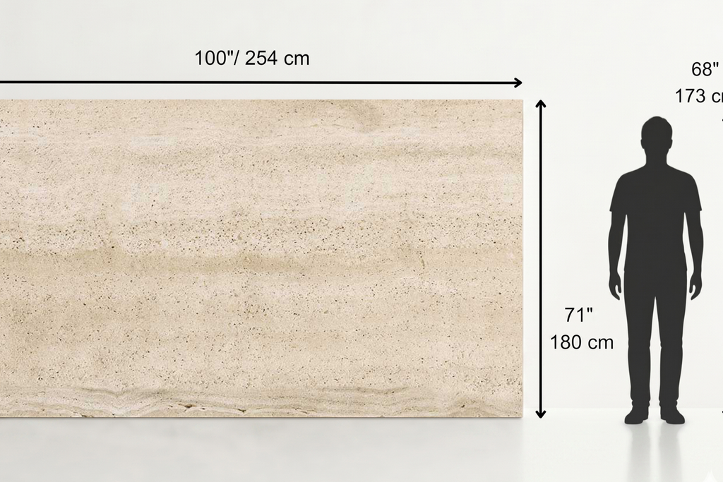 SLAB BEIGE SANDBLASTED TRAVERTINE 71" x 100" x 3/4" VEIN CUT