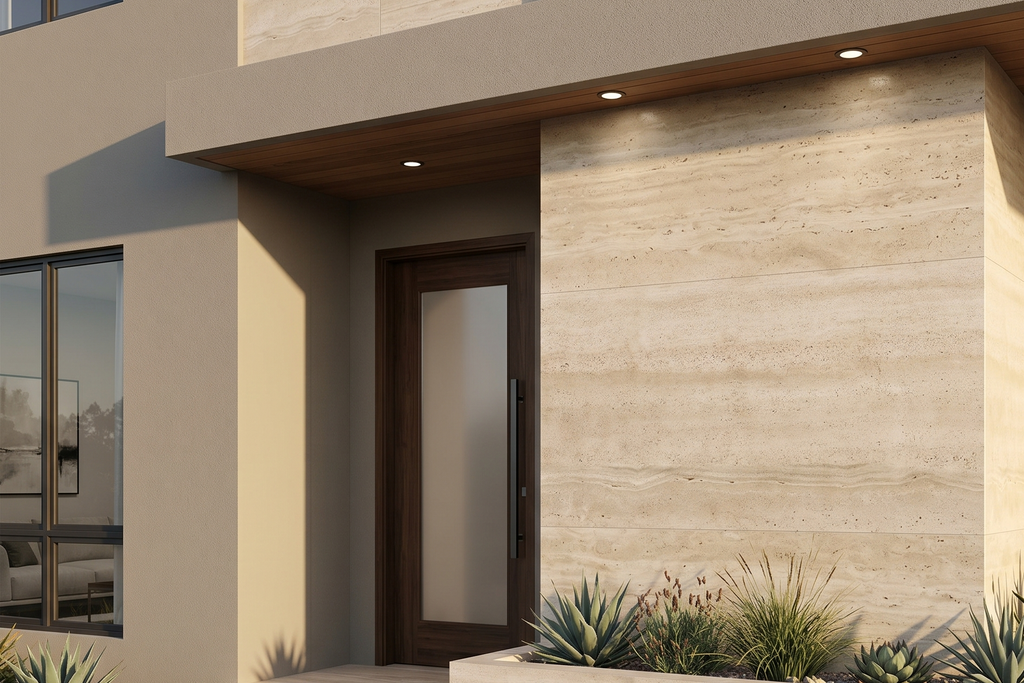 TILE BEIGE SANDBLASTED TRAVERTINE 18" x 18" x 3/8 VEIN CUT