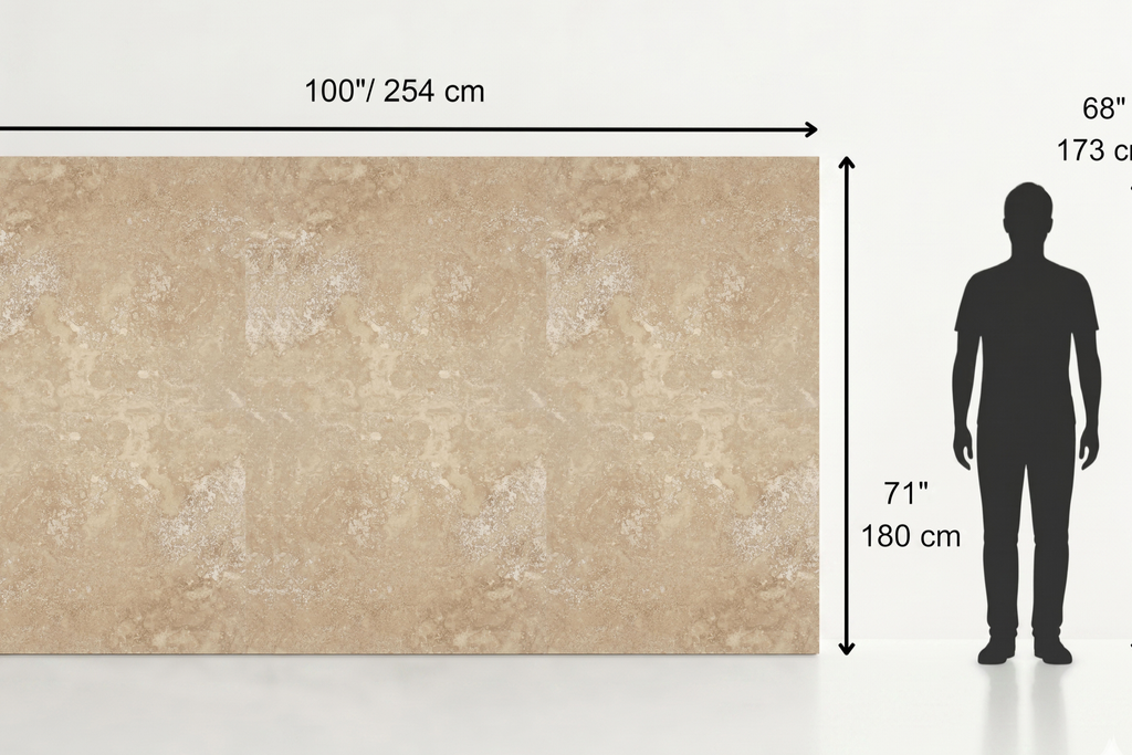 SLAB BEIGE HONED TRAVERTINE 71" x 100" x 3/4" CROSS CUT