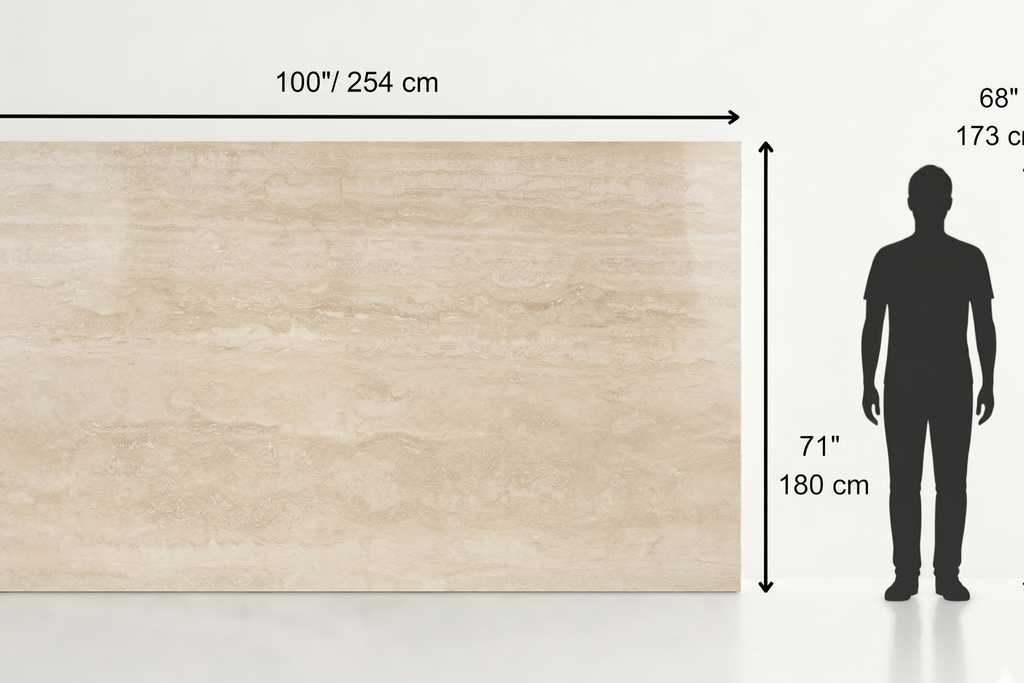 SLAB BEIGE POLISHED TRAVERTINE 71" x 100" x 3/4" VEIN CUT