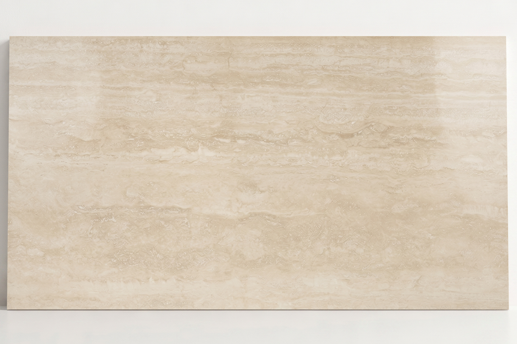 TILE BEIGE POLISHED TRAVERTINE 24" x 48" x 3/4 VEIN CUT