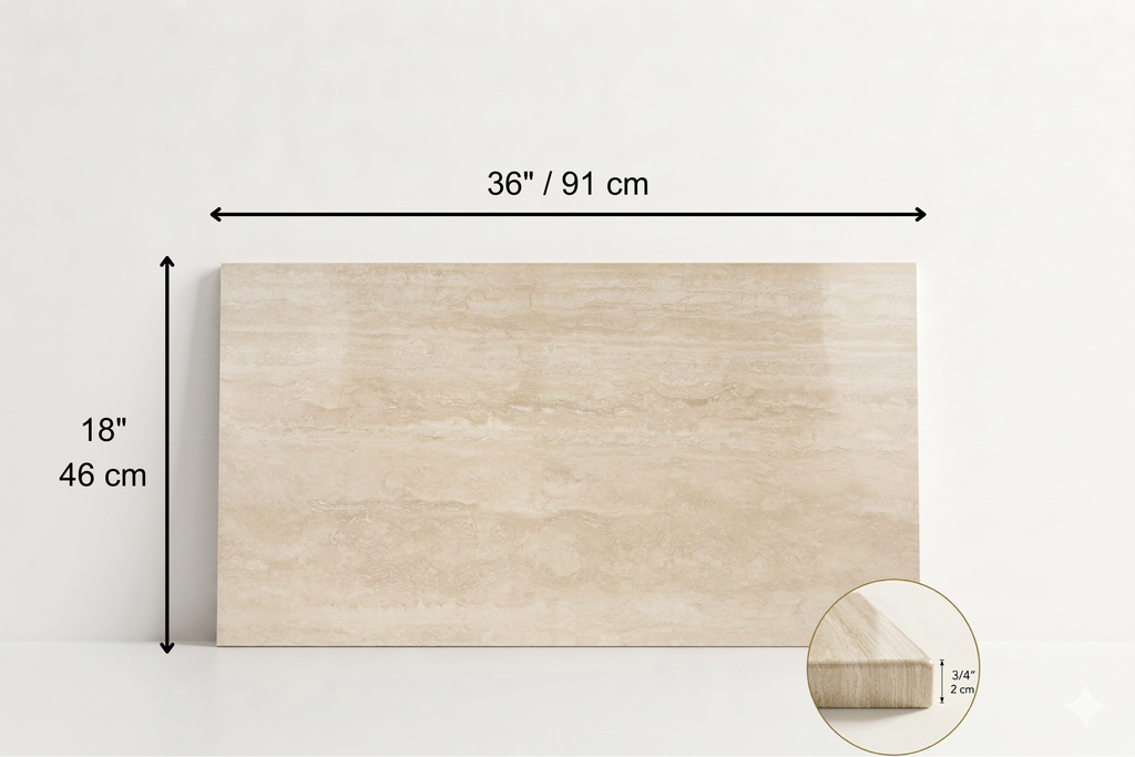TILE BEIGE POLISHED TRAVERTINE 18" x 36" x 3/4 VEIN CUT