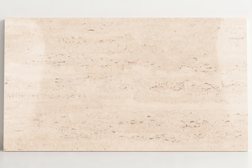 TILE IVORY POLISHED TRAVERTINE 18" X 36" X 3/4" CROSS CUT