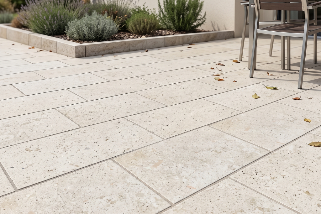 PAVERS IVORY HAMMERED TRAVERTINE 12" X 24" X 1 1/4" CROSS CUT