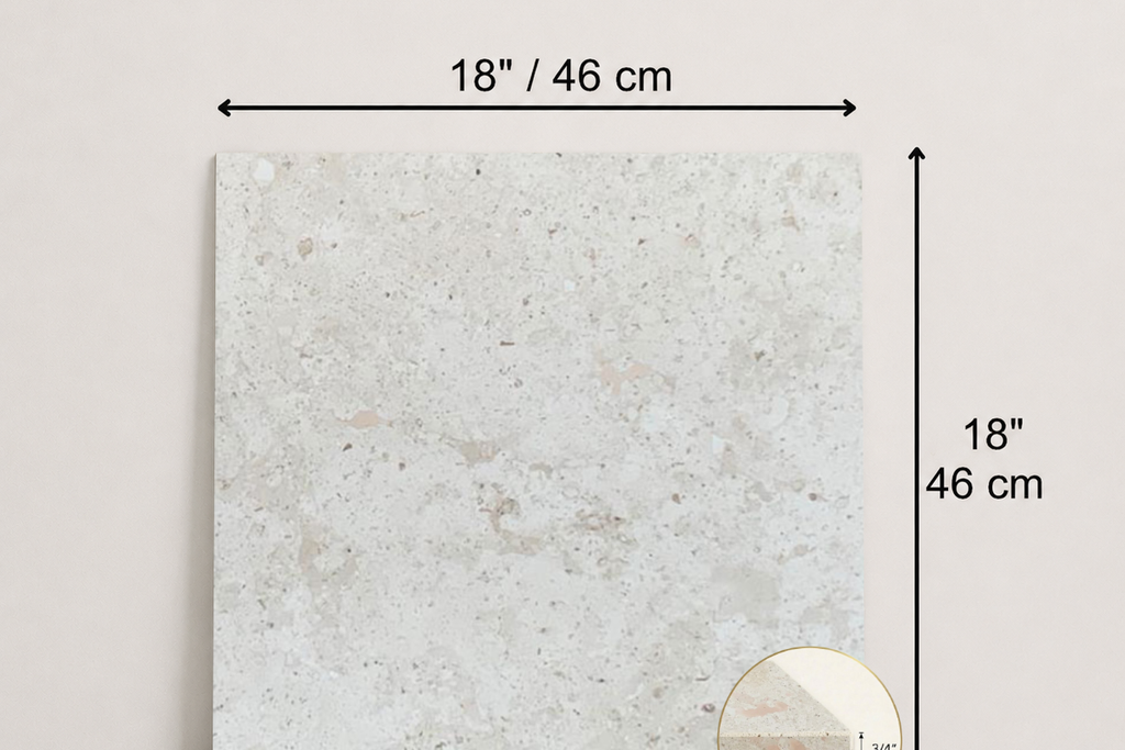 TILE IVORY HAMMERED TRAVERTINE 18" x 18" x 3/4 CROSS CUT