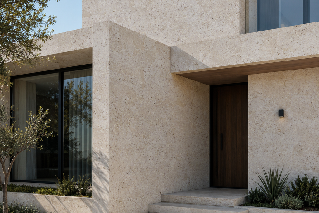 SLAB IVORY HAMMERED TRAVERTINE 71" x 100" x 3/4" CROSS CUT