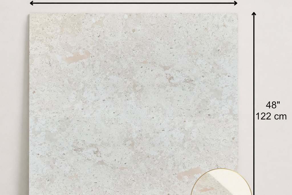 TILE IVORY HAMMERED TRAVERTINE 48" x 48" 3/4" CROSS CUT